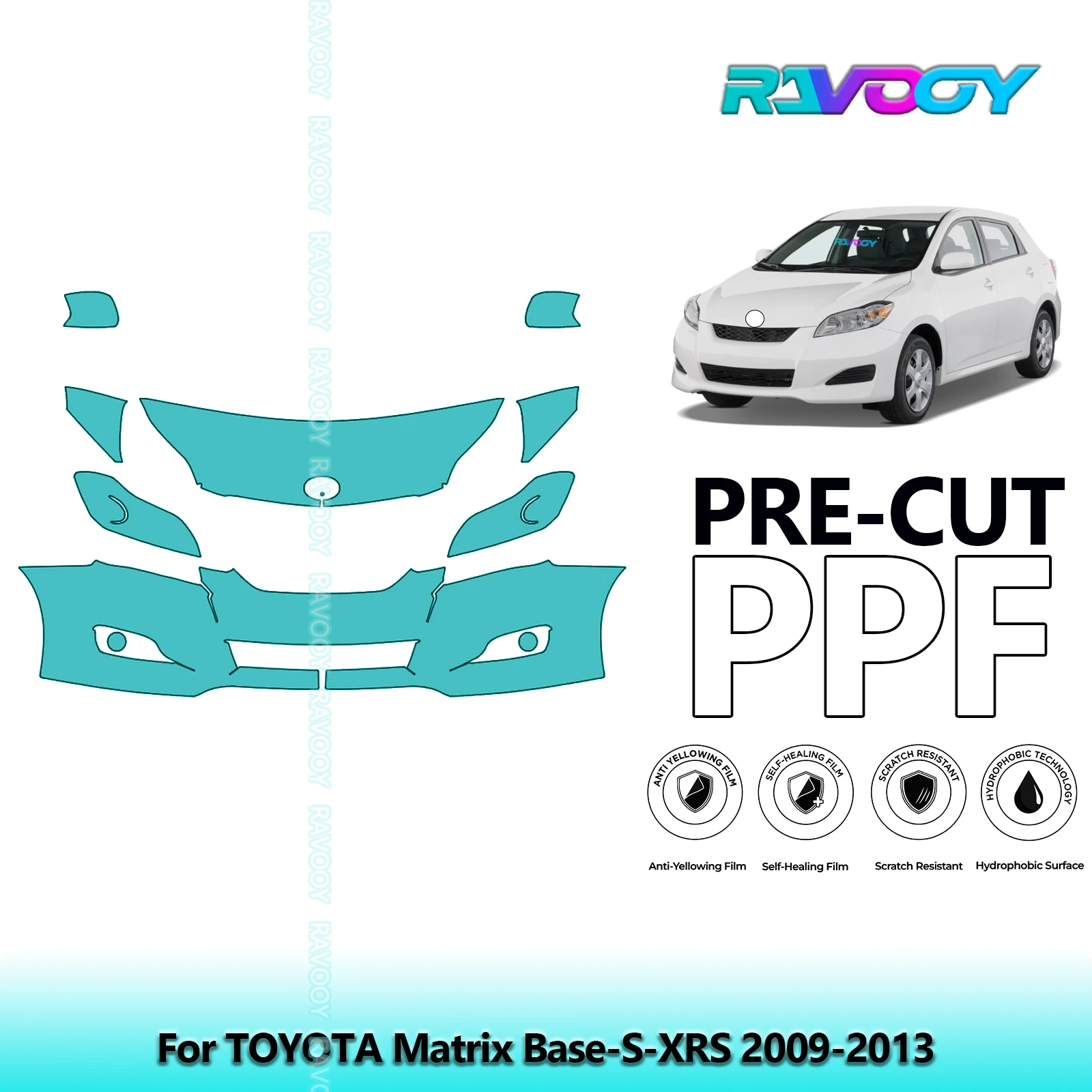 

8.5Mil Precut Paint Protection Film PPF Clear Bra Front Kit For TOYOTA Matrix Base-S-XRS 2009-2013