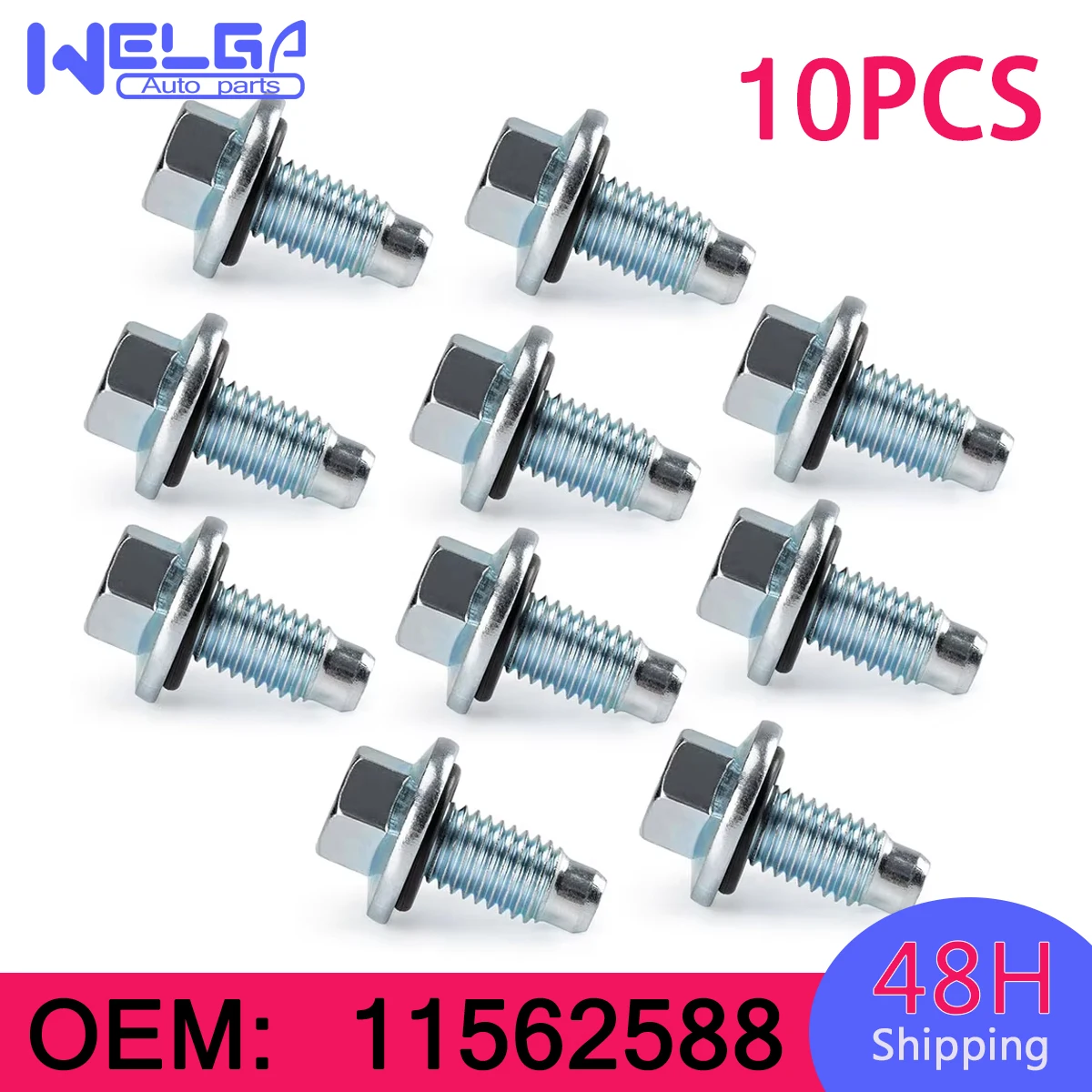 10PC Oil Pan Drain Plug Bolt w/ O-Ring For Chevrolet For Buick For Cadillac For GMC 11562588 24100042 03538469 96829610 11518377