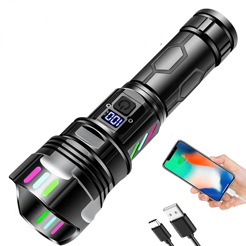 

Long battery life flashlight Outdoor super bright long-range telescopic portable white laser charging tactical flashlight