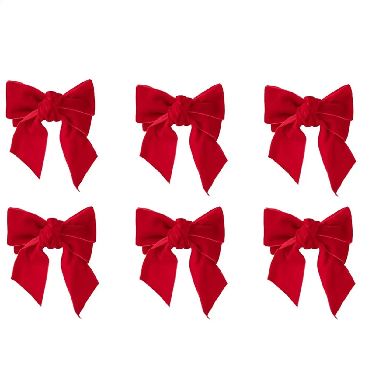 ABFW 6Pc Red Bow Xmas Napkin Holder Rings Chic Flannel Napkin Buckle for Birthday Party Wedding Dining Table Decoration