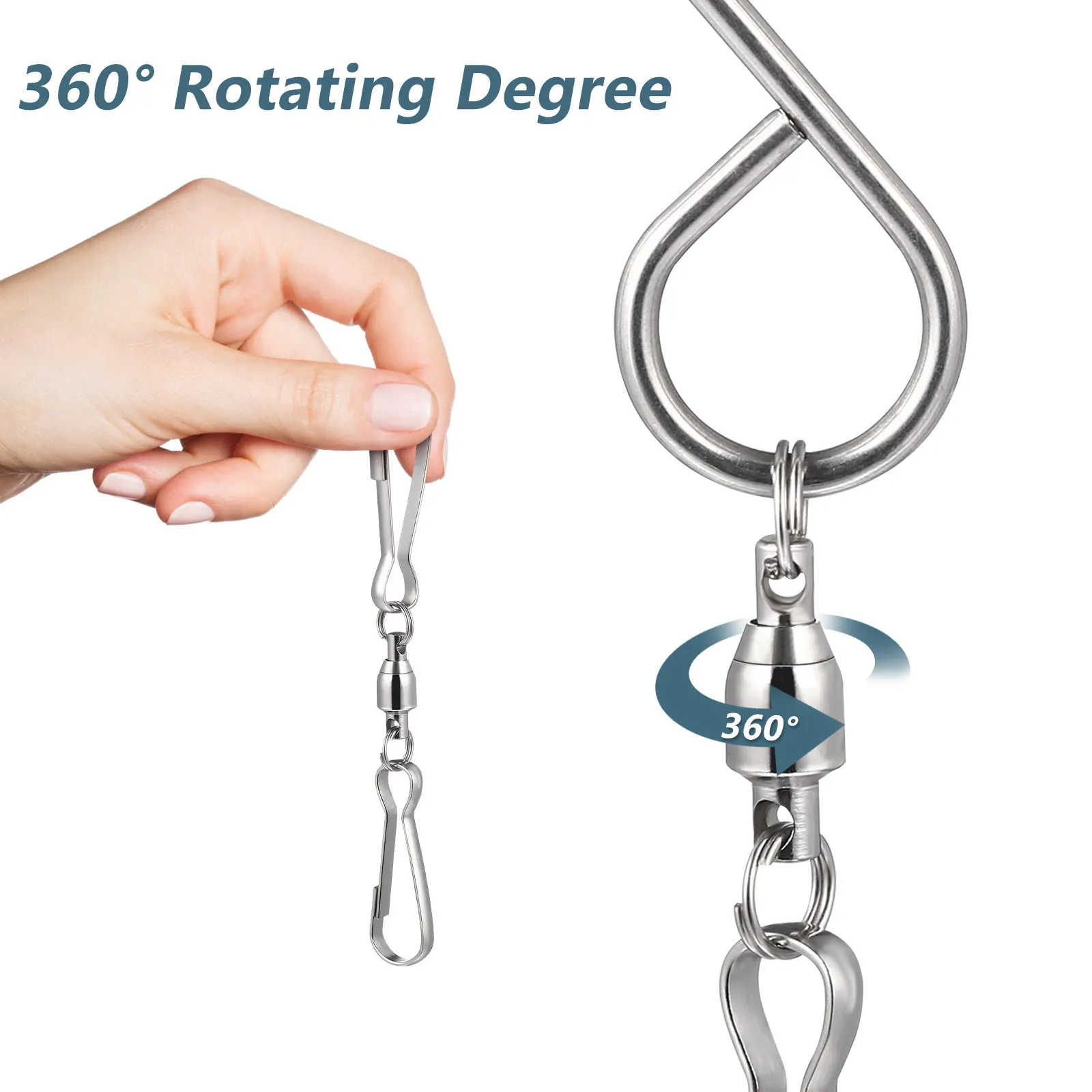 12Pcs Stainless Steel Rotating Hooks Swivel Hanger Clips for Wind Chimes Bird Feeders Flower Baskets Pendant Lights S Shape