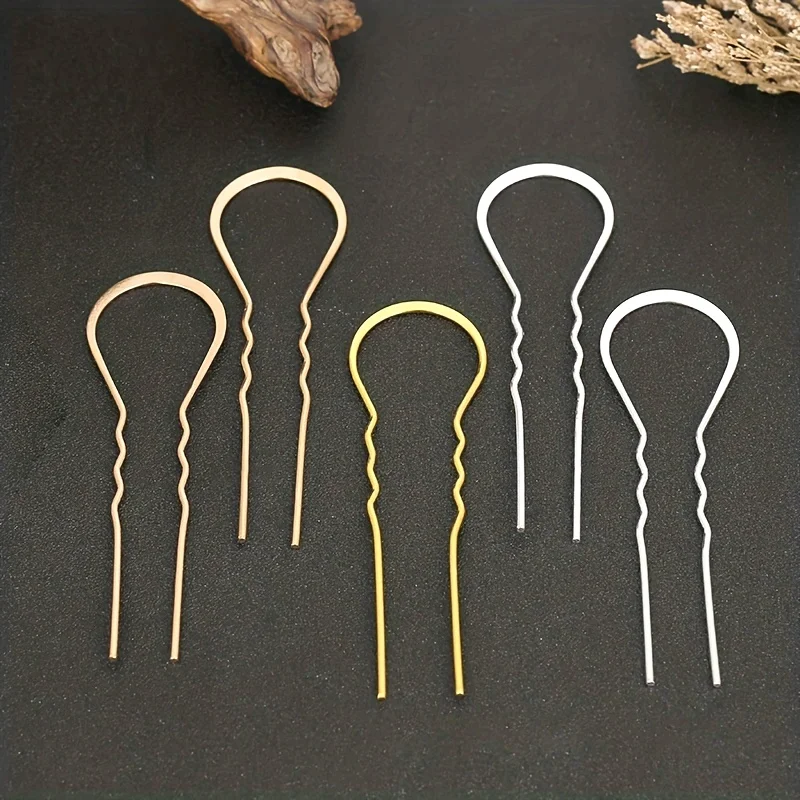 

Big head U-shaped wavy hairpin DIY antique Hanfu hair accessories step hairpin electrophoresis electroplating two-tooth wavy headgear