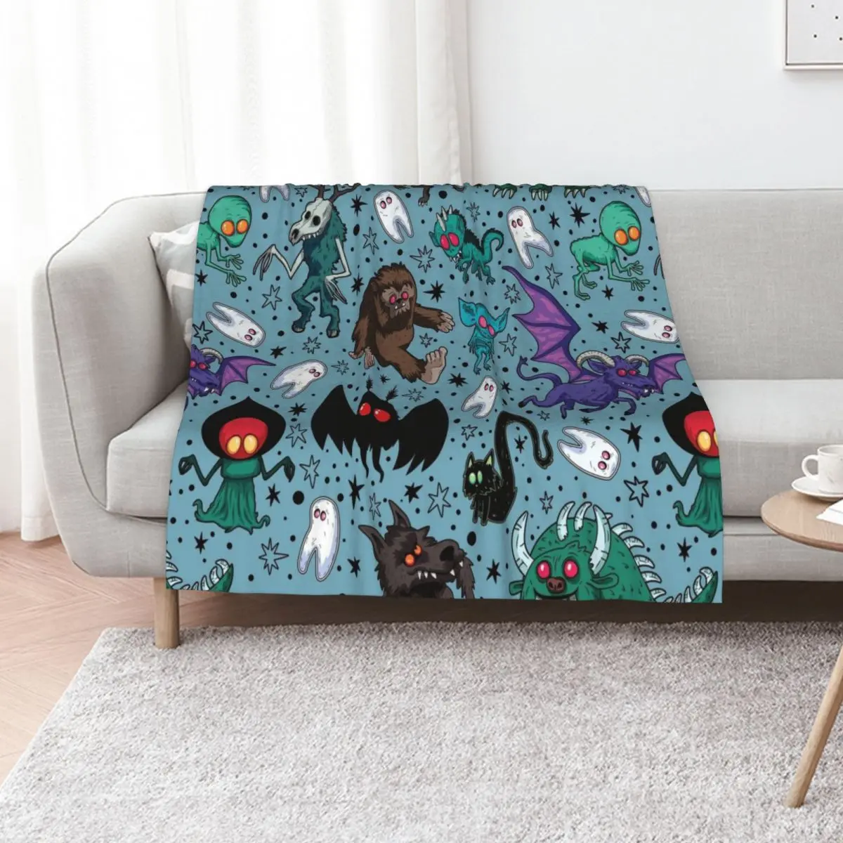

Cryptids Night Light Blue Throw Blanket sofa bed bed plaid Decorative Beds blankets and throws Blankets