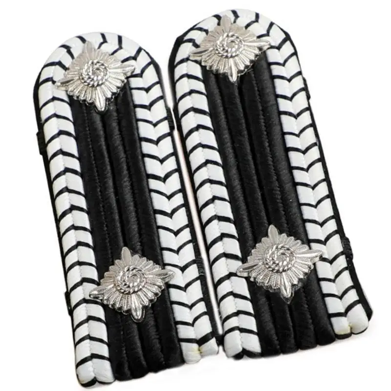 

652F Captain Golden Epaulettes for Uniforms Security Guards Costumes Easy Attach Accessories Embroidered Epaulettes