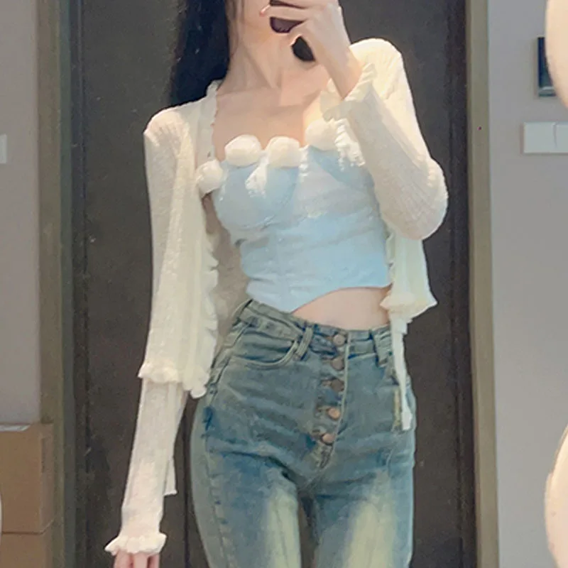 

Women Clothing Knitted Sweater Women Cardigans New Long Sleeve Lace-up Sunscreen Knit Sweater Cardigan Women Tops Sweaters Q3456