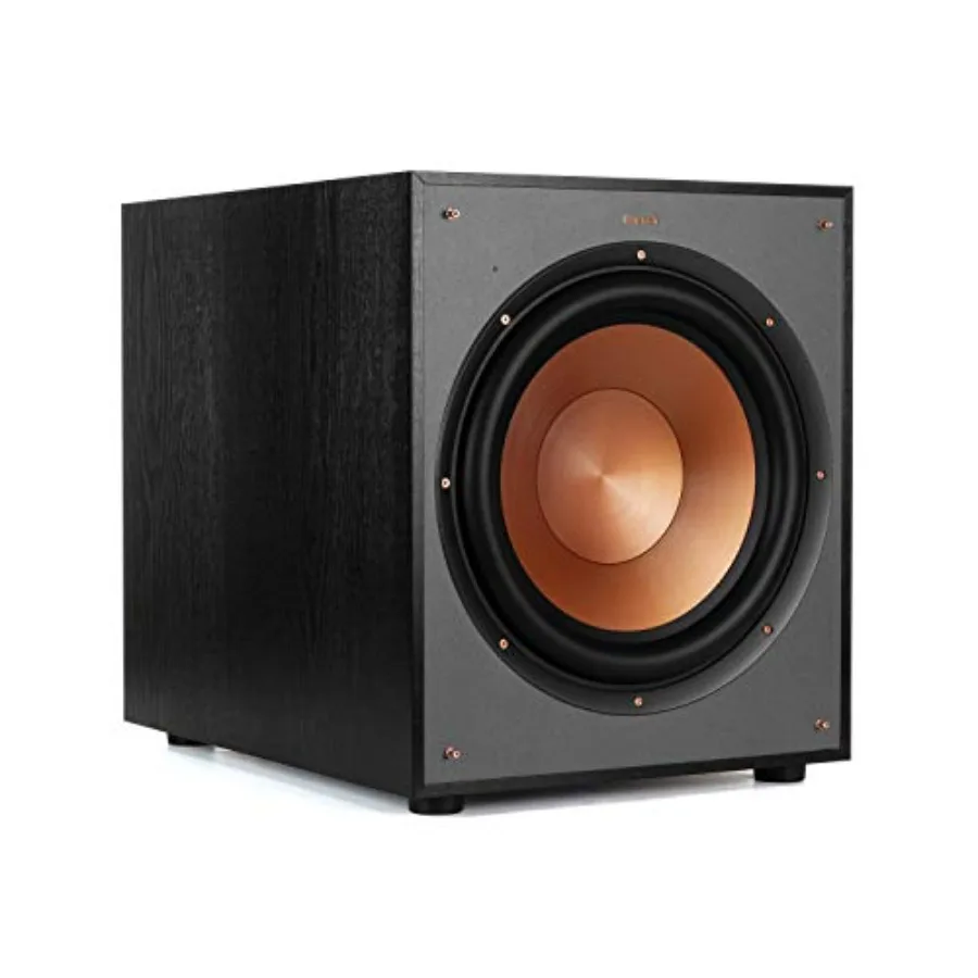 R-120SW Subwoofer For Home Theater Use, Black Plastic Enclosure, Sleek Black Finish, High-Power Dynamic Bass Performance
