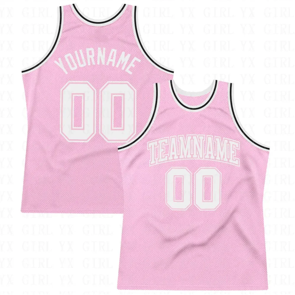 Custom Light Pink Royal-White Authentic Throwback Basketball Jersey Tank Tops for Men Jersey Personlized Sew Team Unisex Top