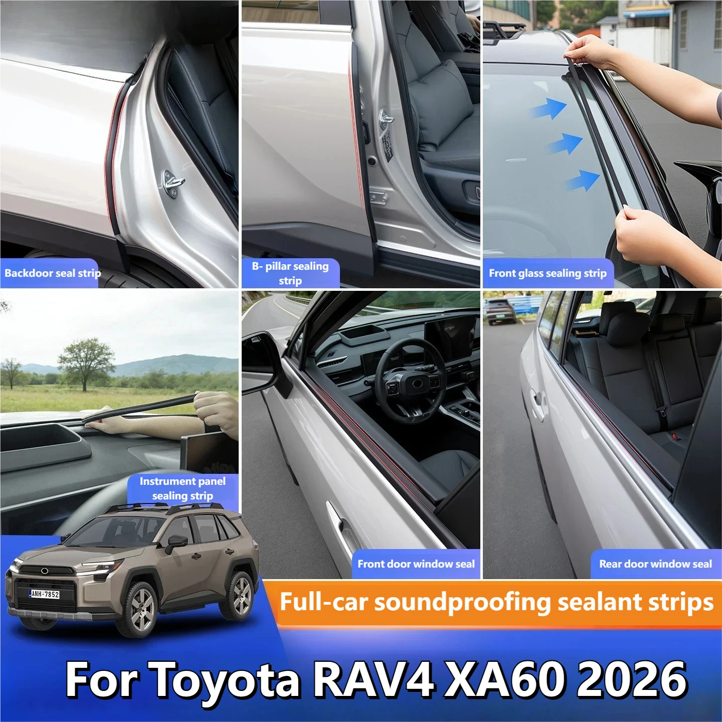 

For Toyota RAV4 XA60 2026 Car B Pillar Seal Strip Door Sound Insulation Weatherstrip Dustproof Whole Vehicle Sealing Strip
