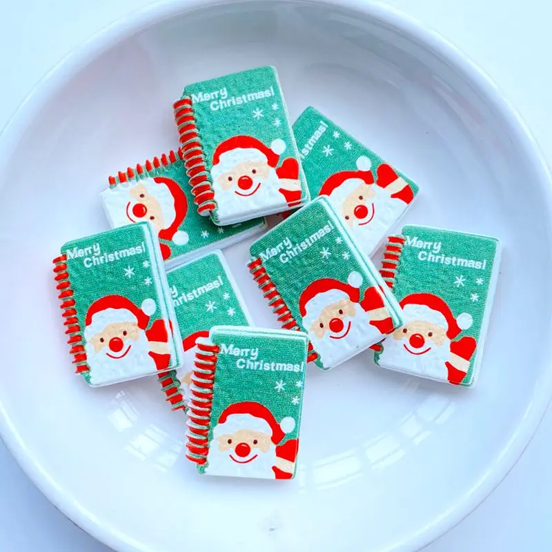 10Pcs New Cute Mini Book Santa Series Flat Back Resin Scrapbooking DIY Jewelry Craft Decoration Accessories