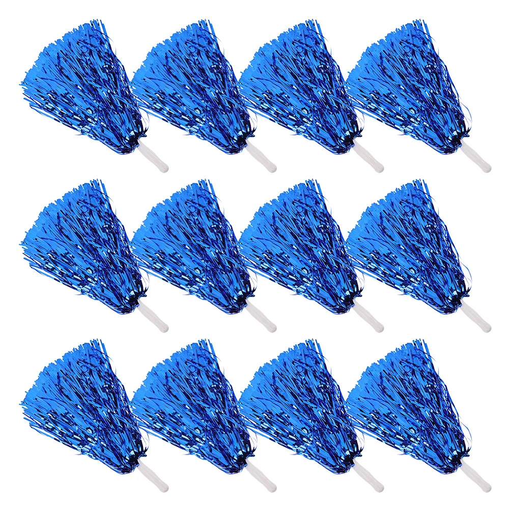 

12Pcs Cheerleader Pom Poms Metallic Foil Durable Sparkly Cheerleading Dance Team Accessories School Sports Events