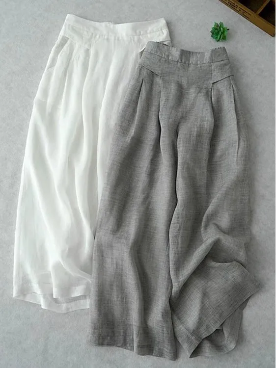 Slimming Effectiven Summer Thin Wide Leg Pants Women's Casual Straight Leg Trousers Harajuku Sle High Waist Nine Points