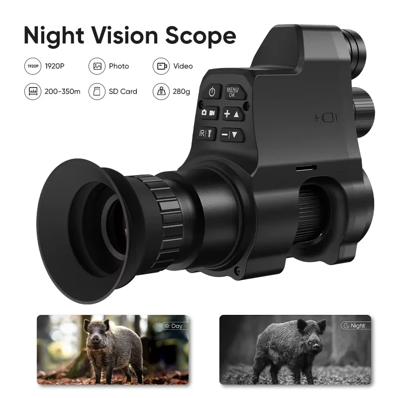 NV4A 850nm 1920x1080 OLED Night Vision Scopes for Hunting HD Photos Videos Clip on Night Vision Monocular Day Night Observation up to 300M