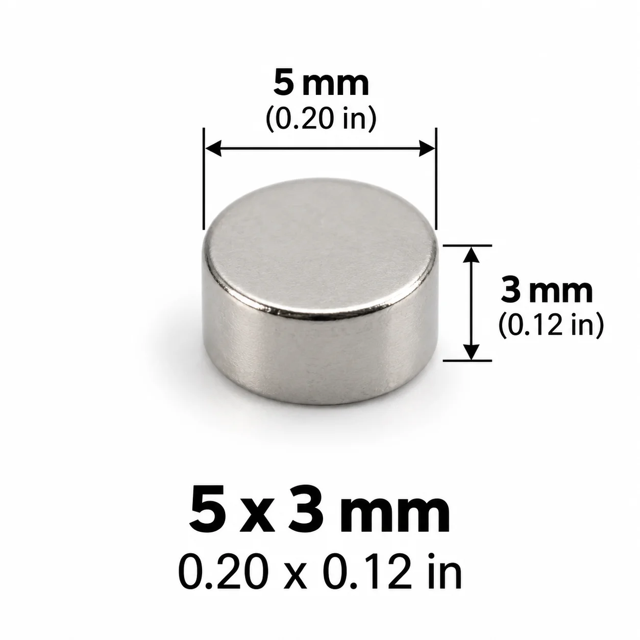 5x3mm Small Round Magnets, Silver Mini Disc Fridge Magnets for Office, Home, DIY Projects, Photos, Notes and Decoration