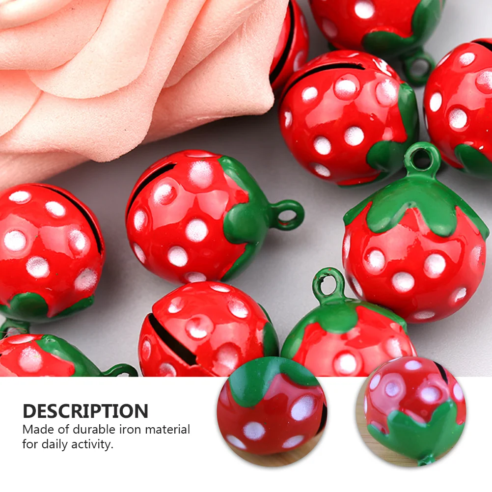 10 Pcs Strawberry Bells DIY Crafts Cat and Dog Pet Pattern Iron Accessories Mini