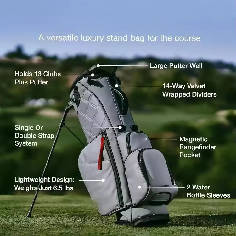 PU Leather Waterproof Magnetic Zipper Closed Large Capacity Unisex Adult Golf Club Bag