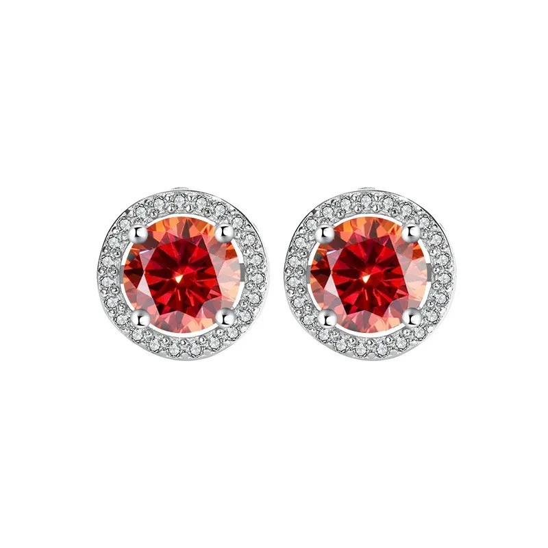 QCE003 Lefei Fashion Trendy Classic 1Ct Moissanite Design Color Round Earrings For Women Silver 925 Party Jewelry Gift Match-all