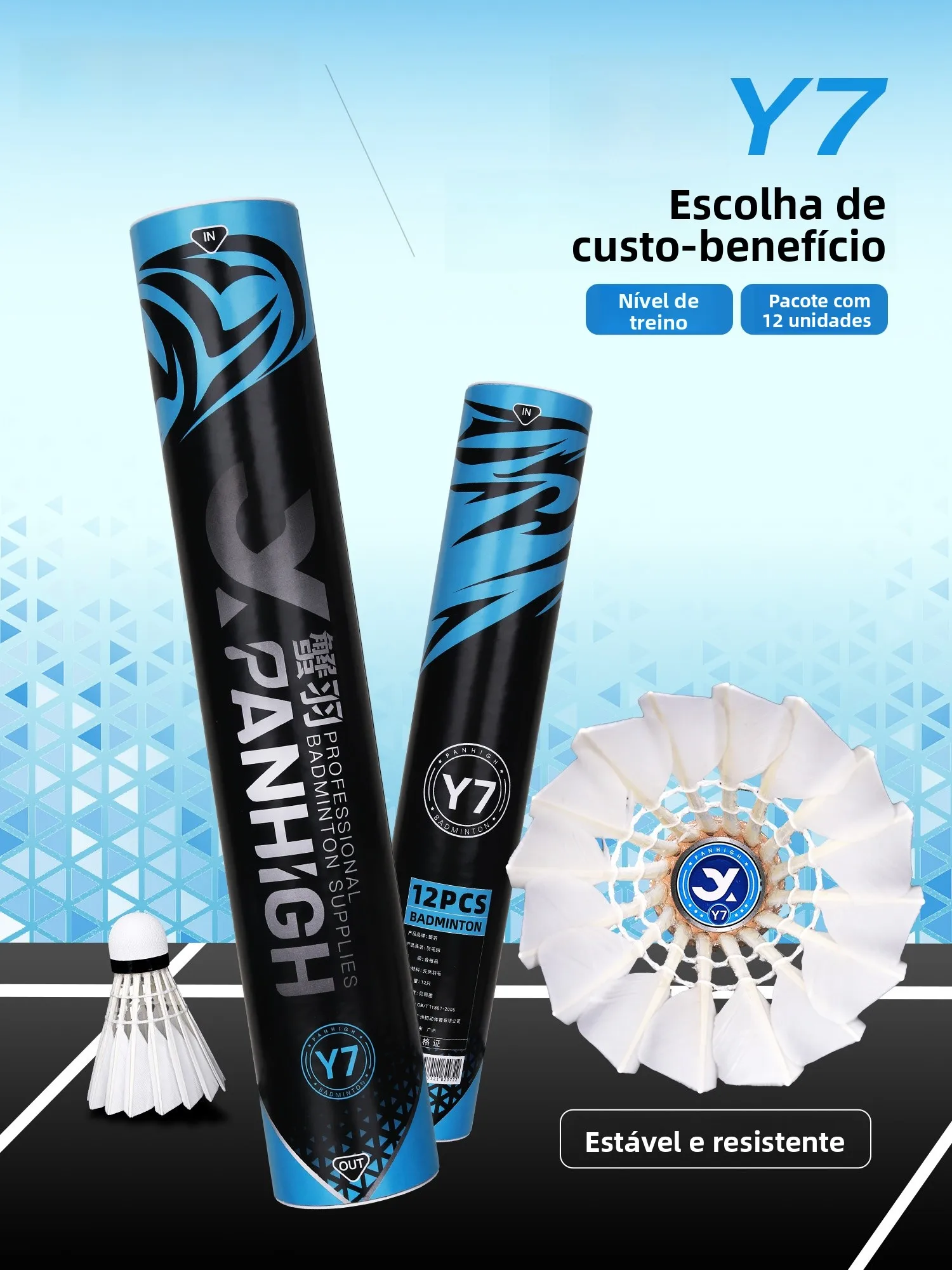 crab-feather-y7-badminton-training-grade-12-pieces-stable-durable-professional-competition-duck-single-side-feather-badminton