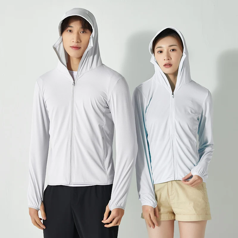 Summer New High Quality Ice Silk Couple Sun Protection Clothing Outdoor UV Protection Sports Running Sun Protection Top