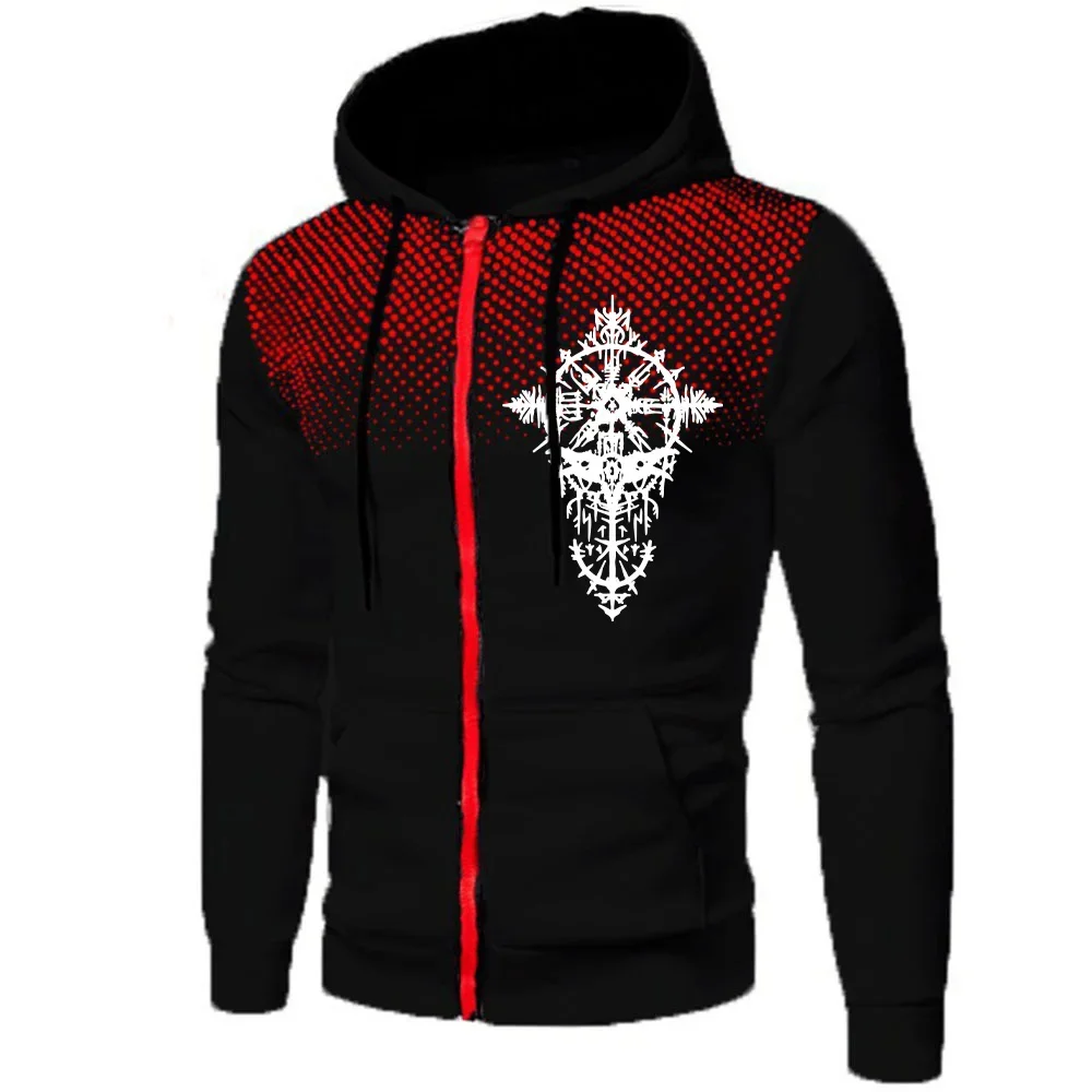 الخريف الشتاء الذكور اليومية سترة رياضية غير رسمية الغراب القديم طباعة الرجال الرمز البريدي هوديي عالية الجودة مقنعين معطف طويل الأكمام #3