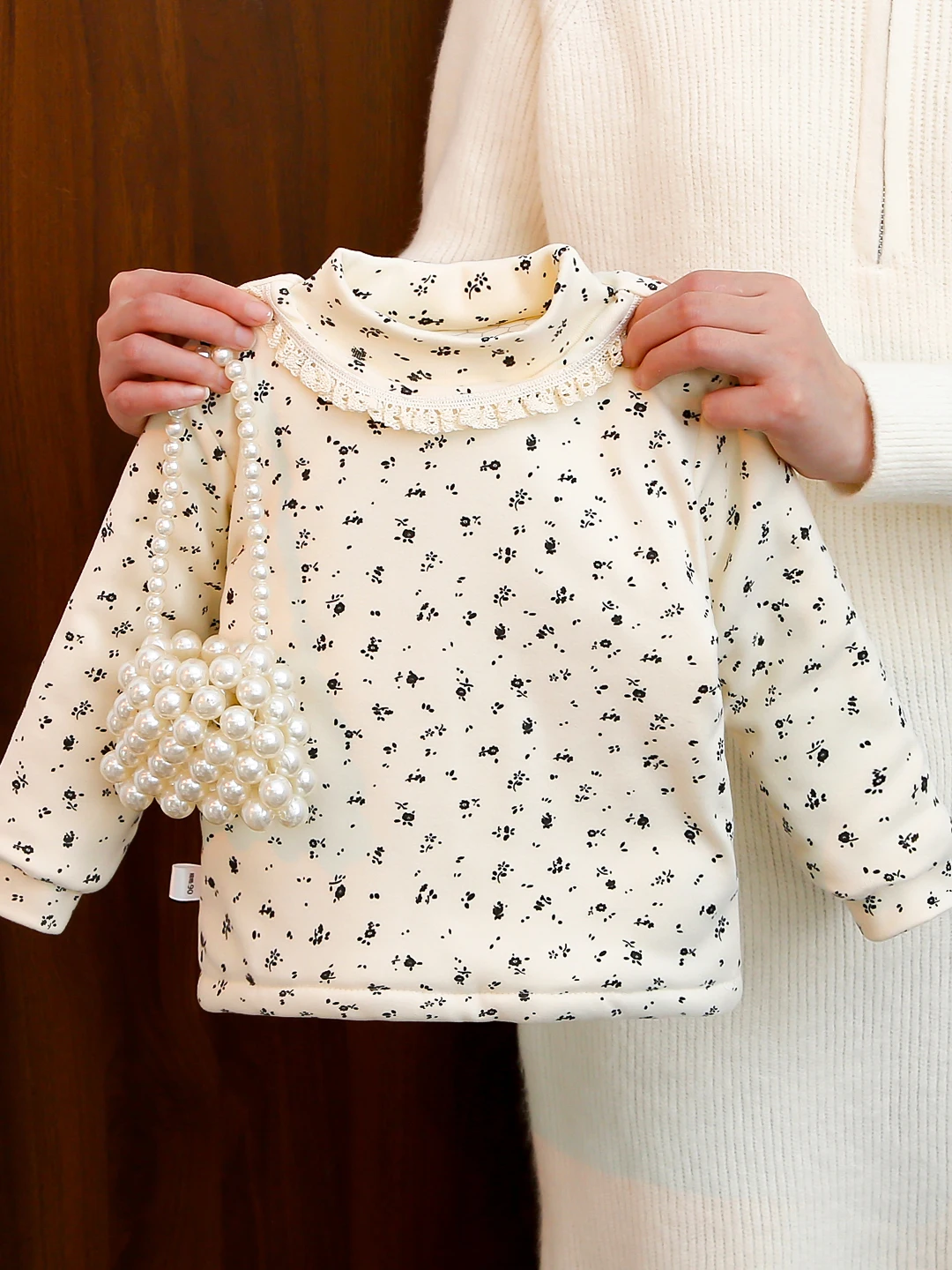 

Children's Winter Comfortable Casual Floral Cotton Jaet Girls f High Collar Thermal Base irt Top Warm Long Sve roun...