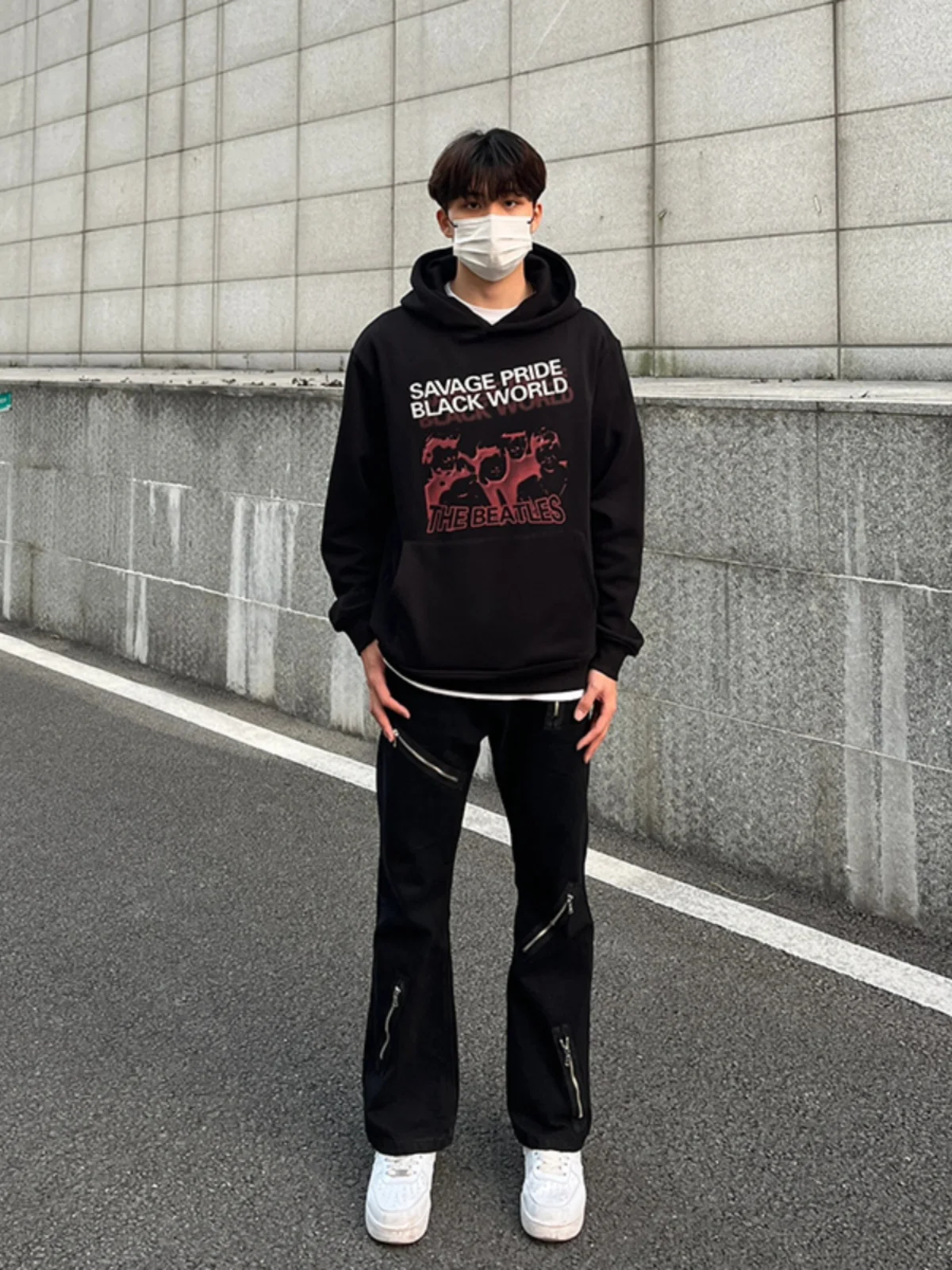 

American High Street Zipper Denim Jeans Men's Spring Autumn Sle Loose Straight Leg Pants Trendy And Haome Bell Bot