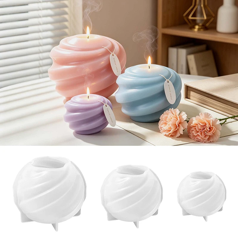 Geometric Spiral Column Candle Silicone Mold DIY Striped Wave Shaped Handmade Aromatherapy Candle Gypsum Soap Making Molds