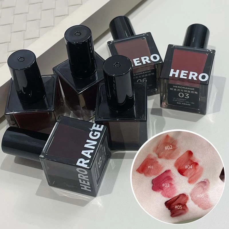 HERORANGE Glitter Mirror Lip Glaze, wodny, połyskujący błyszczyk do ust, nawilżający, długotrwały