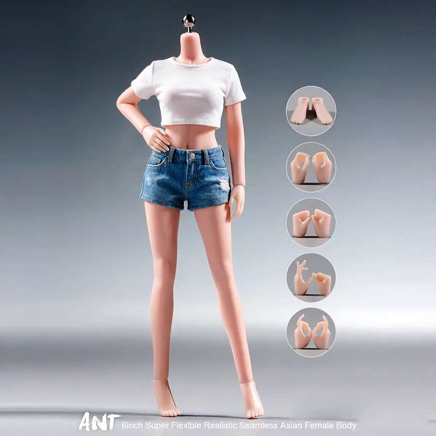 

ANT T305 1/12 Super-Flexible Seamless Body with Detachable Feet 6" Pale/Suntan Female Soldier Action Figure Body