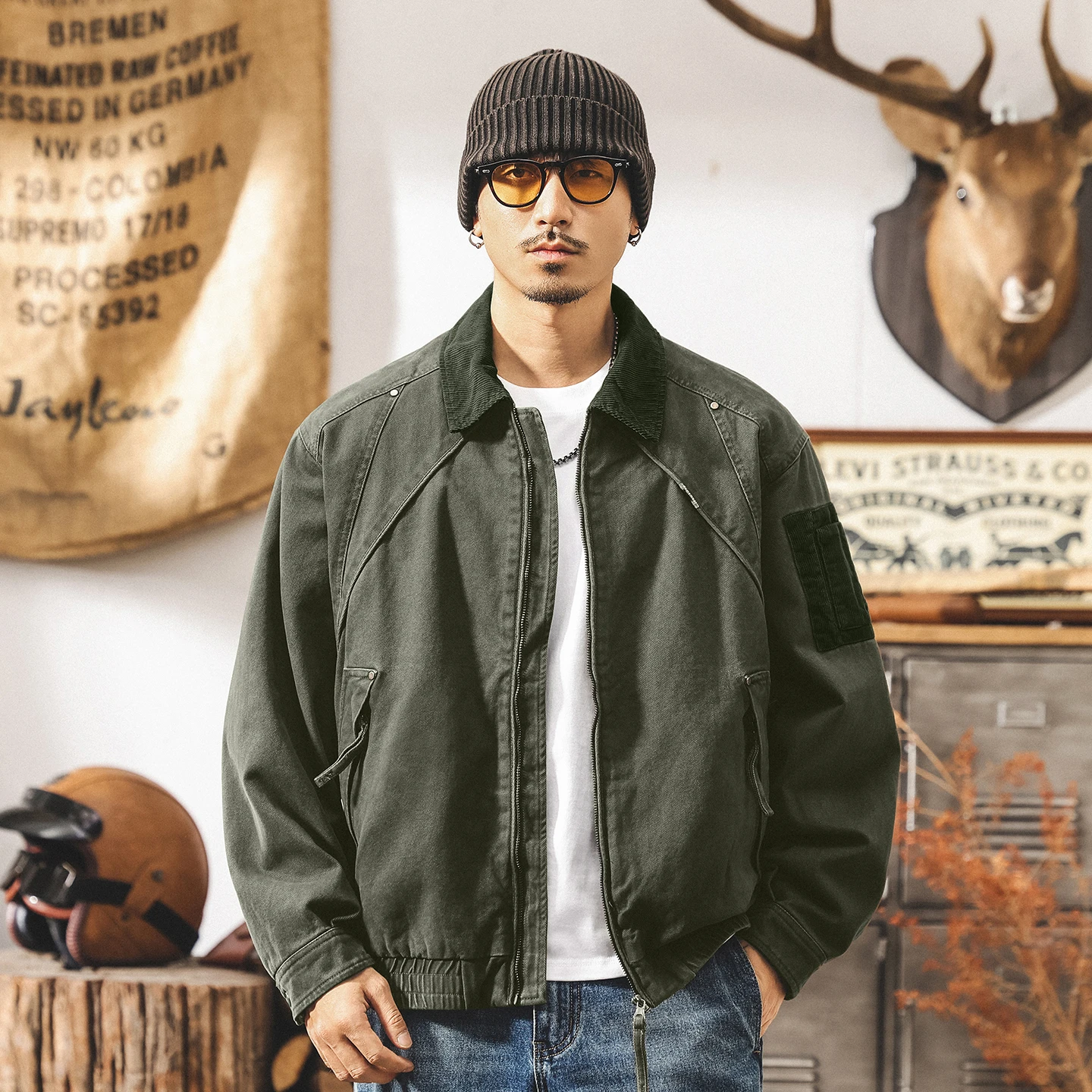 

Весенне-осенняя новая модная мужская рабочая одежда в стиле ретро, свободная и повседневная уличная охотничья куртка