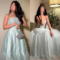 Fashion Strapless Ball Gown Sweep/Brush es SequinTulle Satin Formal Occasion 	robe femme soirée vestido فساتين سه