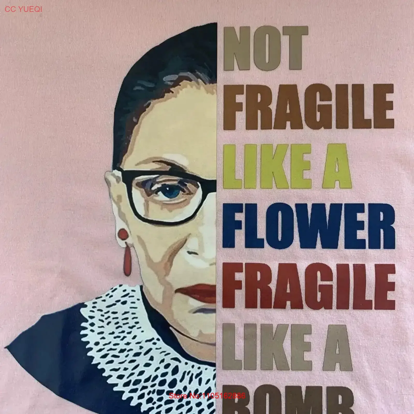 Ruth Bader Ginsburg RBG t-shirt femme pas Fragile comme une fleur rose taille S nouveau vintage lavé mode élégant