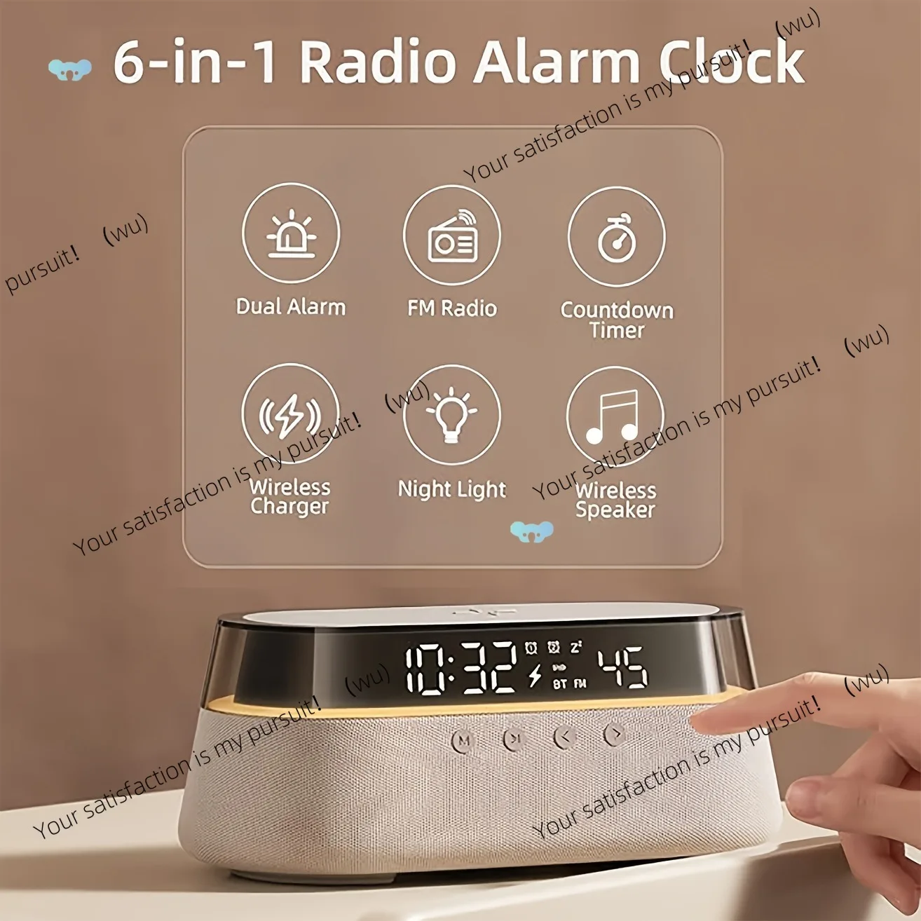 

6 In 1 Digital Alarm Clock Bedside Clock Radio With Fast Cross Border