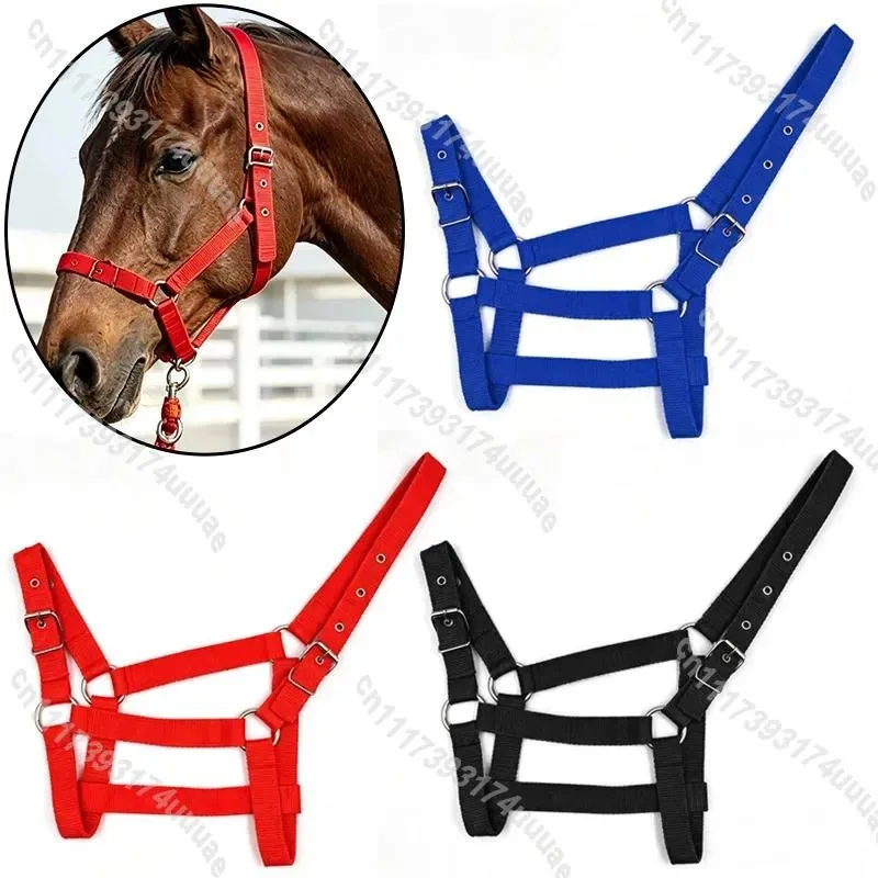 Adjustable Nylon Horse Bridle Headstall Training Cover Equestrian Riding Harness Stable Tack Supplies for Horses
