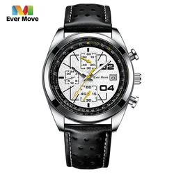 Ever Move Top Brand Men's Quartz Watches Business Luminous Waterproof Clock Leather Strap Wristwatches for Men Relogio Masculino