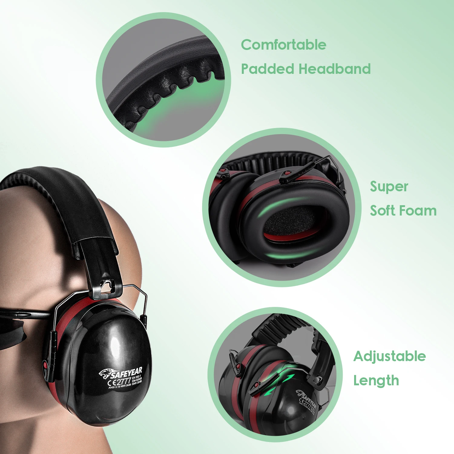 Noise Cancelling Ear Defenders Adult,SNR 32dB Ear Muff,Over Hearing Protection Earmuff for Shooting, Industrial, Site Work etc