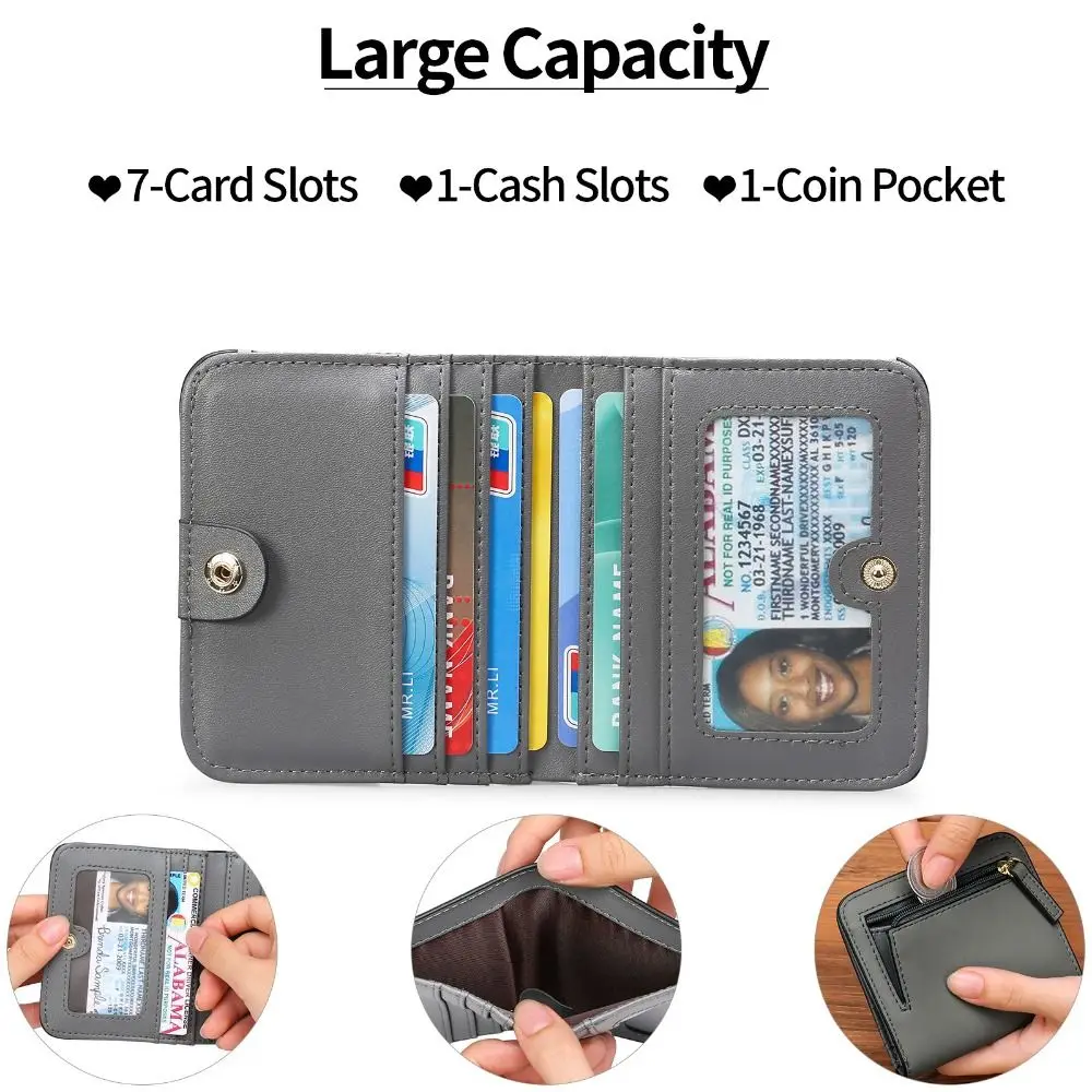 Coin Pouch PU Women's Short Wallet Ultra thin Short Clutch Printed Card Bag Multi Slot Portable PU Leather Card Holder Women