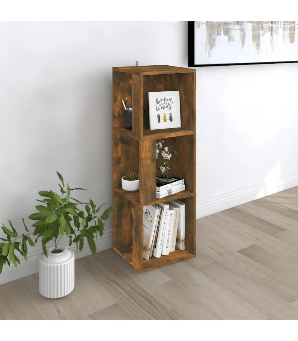 Storage Lockers & Cabinets Corner Cabinet Plywood Smoked Oak 33x33x100 cm