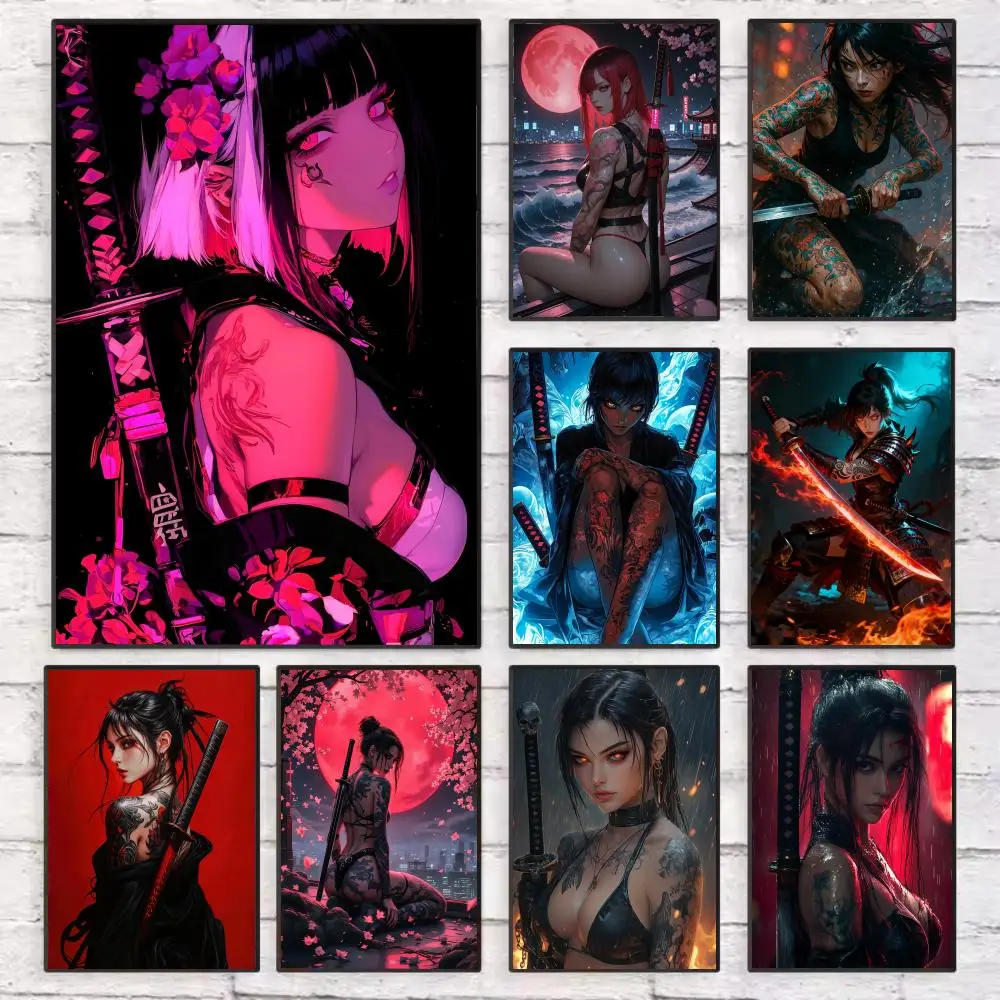 

Red-haired Tattooed Warrior Poster Wall Art Sticky for Living Room Bedroom Office Hallway Bar Home Decor Gift Idea