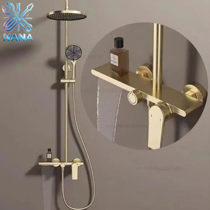

Luxury GoSystem Set Bathroom Shower Faucet 3-way WaterfallShower Mixer Crane with HandGrey