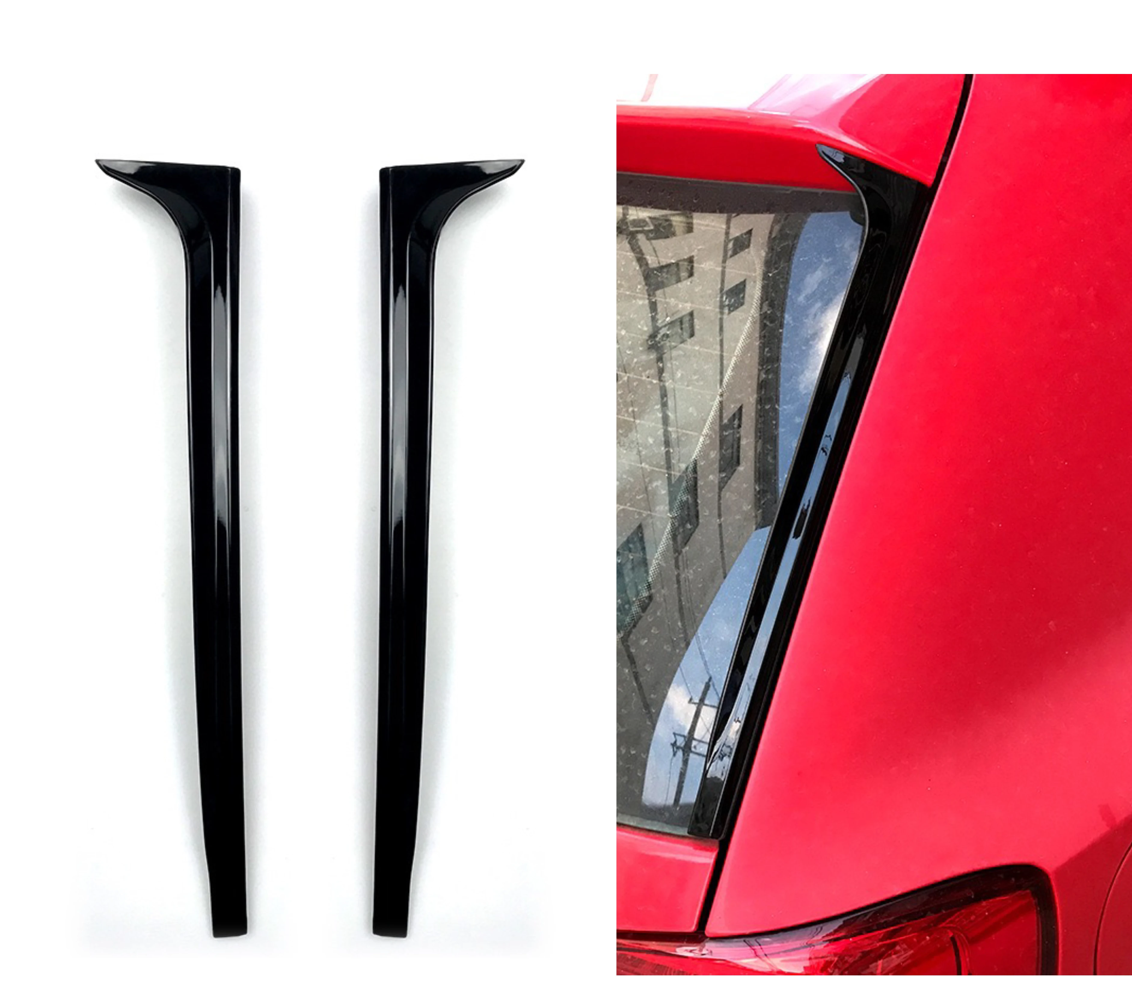 

For VW Volkswagen Polo Mk5 6R 6C Rear Window Side Spoiler Fins Moulding Trim Strip Car Decorative Accessories 2009 - 2017