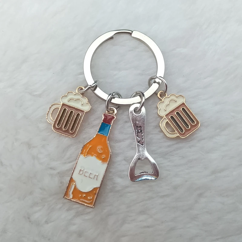 Charm enamel keychain European and American cocktail wine bottle opener wine glass wine keychain bar keychain