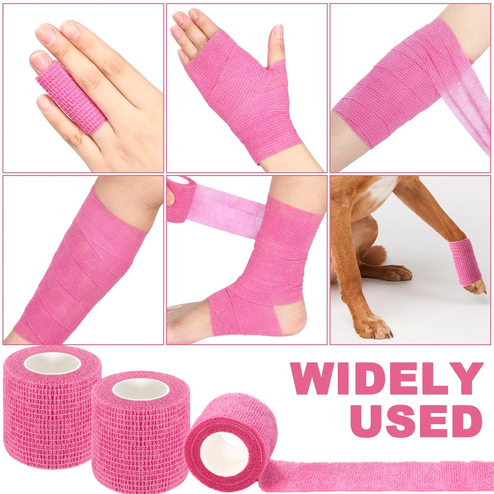 48/24/12/6/3 Pink Tattoo Grip Bandage Cover Wraps Tapes Nonwoven Waterproof Self Adhesive Finger Protection Tattoo Accessories