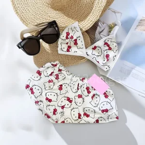 Pyjama lose zu Damen, Cartoon -Schlafhintergrund, Lounge -Anzug, Frauenstrandkleidung, Miniso Sanio Hello Kitty, 2 Stück, Sommer 12 Hauptverkaufs -Pyjama Hello Kitty - №11