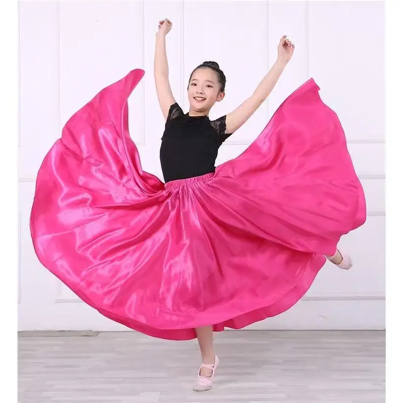 Kinderen Buikdansende Rok Meisje Satijn Effen Dansende 360 Graden Rok
