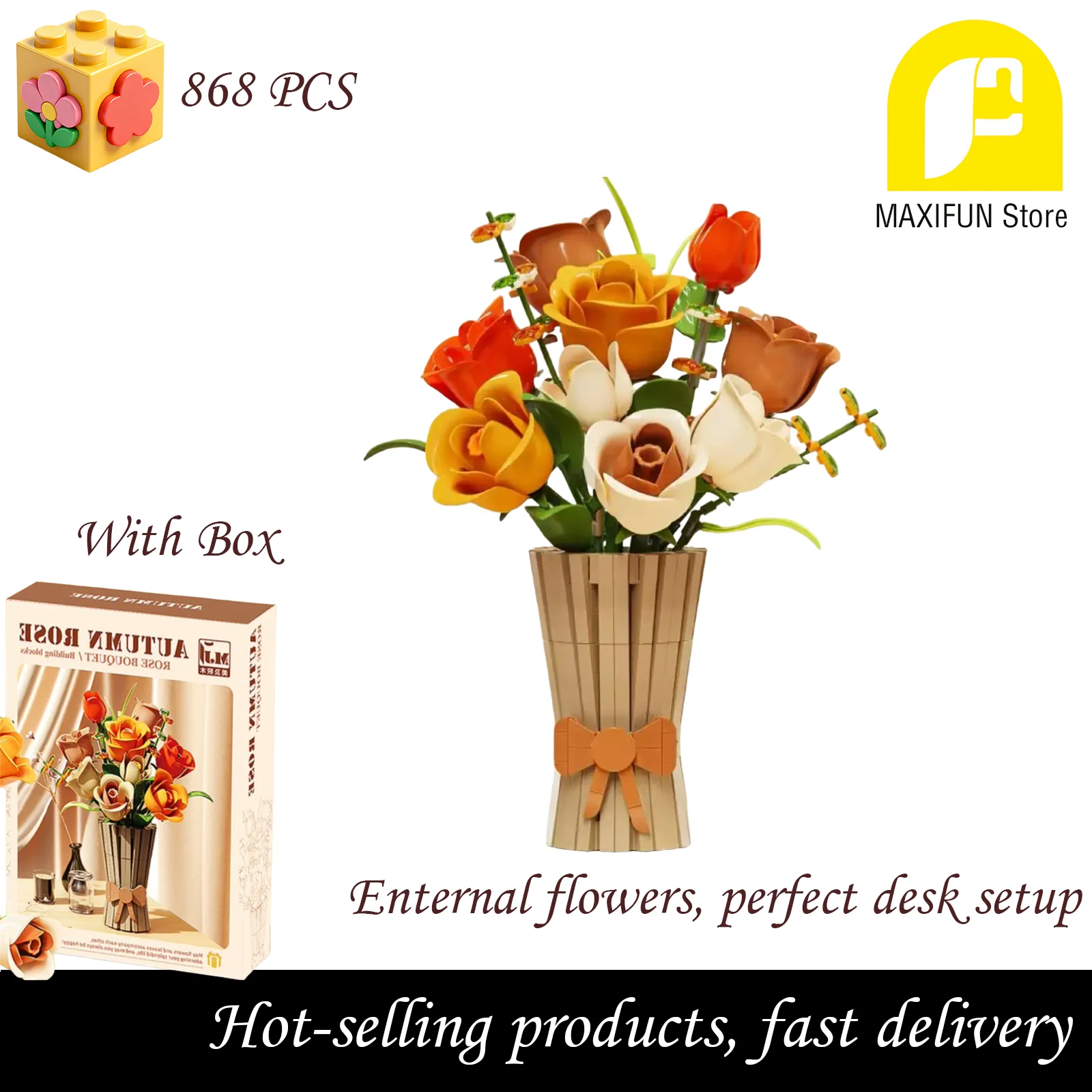 

868PCS Flower Building Block Set Romantic Gift Eternal Flower Toy Home Desktop Decoration Girlfriend Children Gift