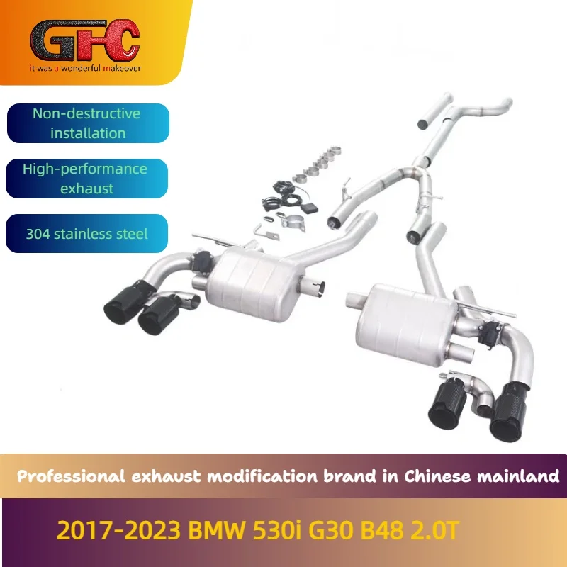 

Высокопроизводительная выхлопная система Catback с регулируемыми клапанами, глушителями и насадками для BMW 530i G30 B46 2.0T (2017-2023), бренд GFC.
