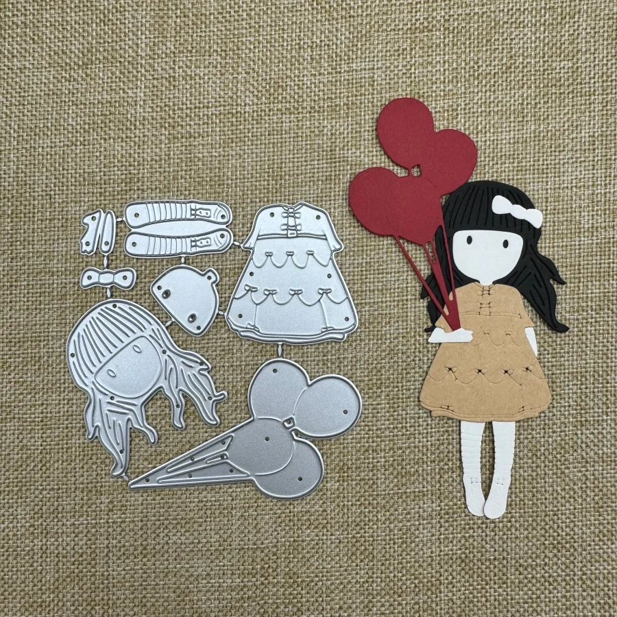 Mädchen hält Luftballons Metall Stanzformen Form Scrapbook Papier Handwerk Messer Form Schablonen Prägung Handwerk Dekoration