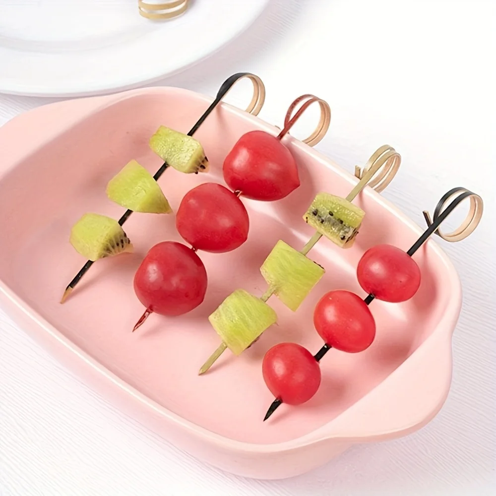 

50pcs/Pack 12cm Long Disposable Ring Fruit Skewers Creative Cocktail Sushi Sticks Cocktail Bamboo Picks Decorative Toothpicks