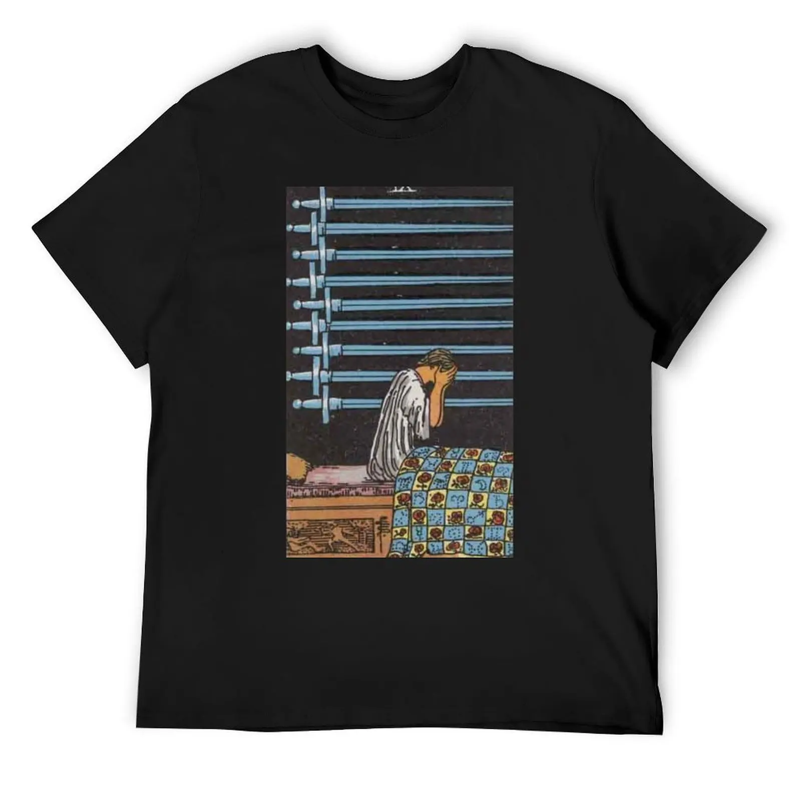 Rider-Waite Tarot, Nine of Swords T-Shirt anime vintage cheap stuff clothes for men