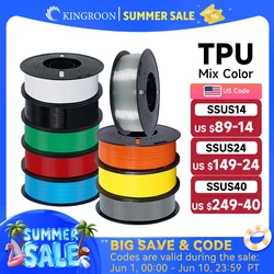 KINGROON Flexible TPU Filament 1.75mm, 5KG 10KG 3D Printing TPU Filament For 3D Printer, Soft 3D Plastic Material Non-Toxic